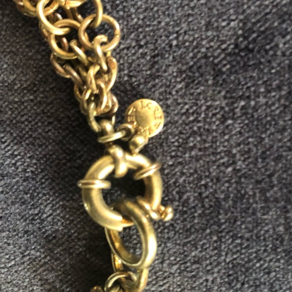 J CREW Long 3-Strand Beaded Poppy Red & Antique Gold Toned Necklace - Picture 4 of 10